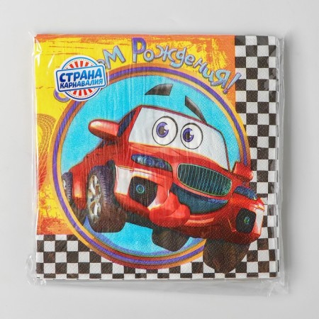 Two -layer paper napkins “Happy Birthday”, car, 33x33, 20 pcs.-4