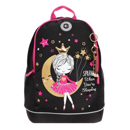 School backpack, 38 x 28 x 18 cm, Grizzly, ergonomic back, + keychain, black-2
