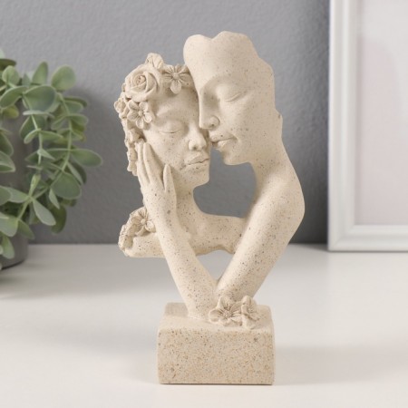 Souvenir Polystone Bust "Flowers with flowers" White in specking 9.5x6x17 cm