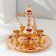 Set of wine jug, 6 glasses and tray "Istanbul. Red roses, patterns" White with gold