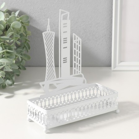 Standing interior metal "City" White 6.3x14.5x18.5 cm-1