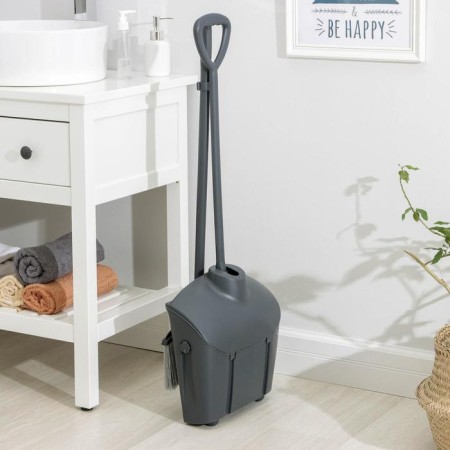 Brush for the floor with a scoop-trap, with a lid, the color is gray-1