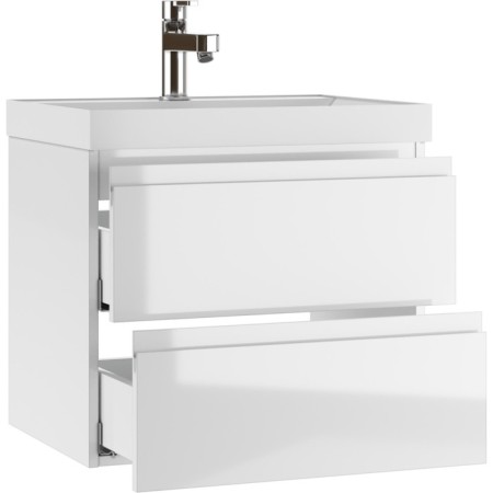 Graffo domino cabinet under the Classica 60 sink, white gloss, suspended, with 2 upper boxes-2