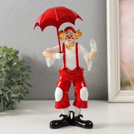Polystone souvenir "Clown with red umbrella" white-red 11.5x9x24 cm