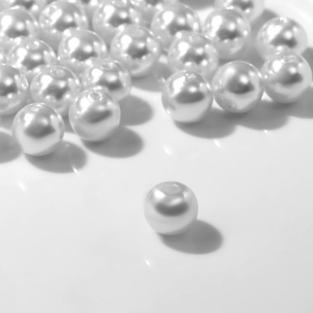 Beads No. 10 "Pearls" (set of 50 pcs.), The hole is through, the color is white-1