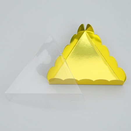 Cookie box, confectionery packaging with PVC lid, yellow, 18 x 3 cm-2