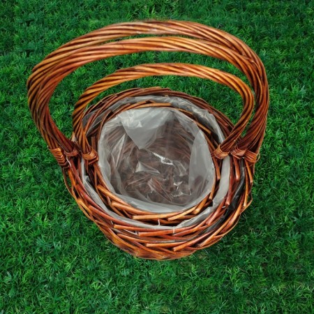 A set of baskets "Blackmarks", dark brown, 3 pcs, 28 × 14/45, 24 × 13/41, 19 × 11/37 cm, willow-1