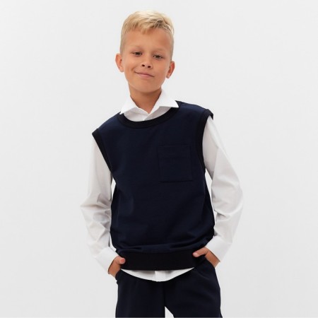 Minaku boy's vest for a boy: School Collection, Dark blue color, height 128 cm