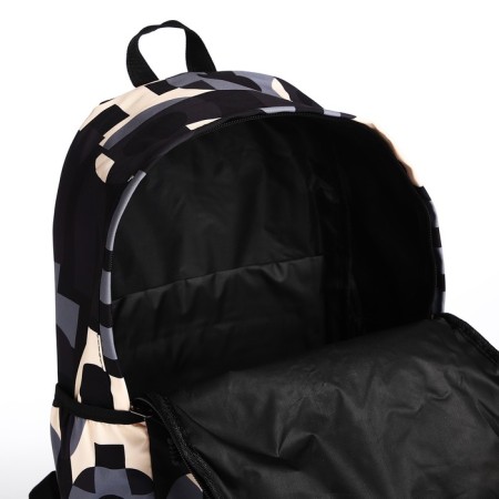 School backpack from textiles on a zipper, 3 pockets, black/gray color-5