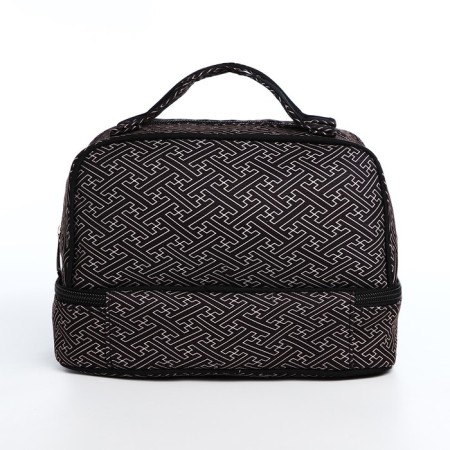 Cosmetic bag, 2 parts on zippers, black color-1