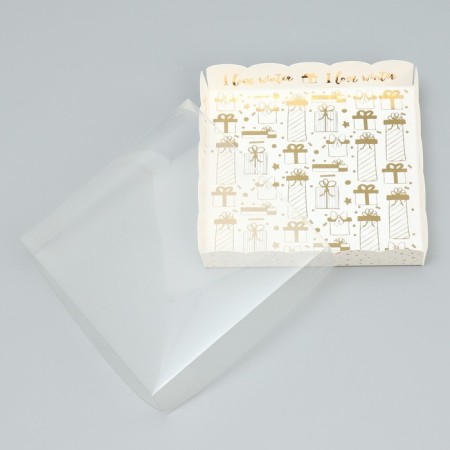 Box for confectionery with PVC lid "I Love Winter", 15 x 15 x 3 cm, new year-2