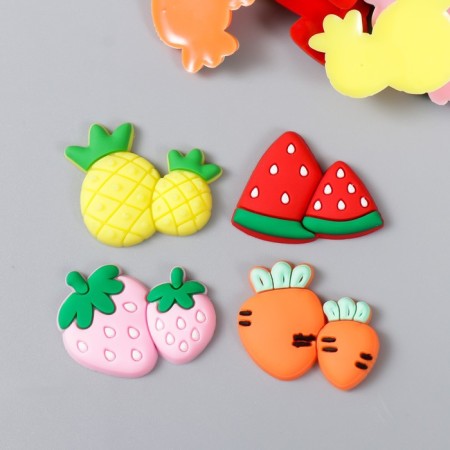 Decor for creativity rubber "Fruits, berries and vegetables" set 16 pcs mix 3x2.3 cm
