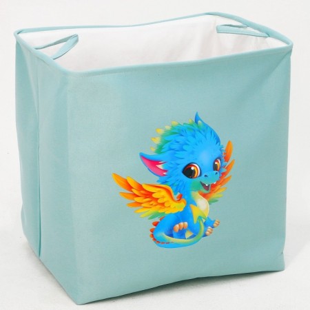 A basket for storing toe with a puff on a rope, 40 x 50 x 48 cm, blue-5