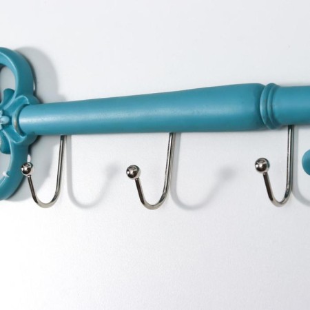Hooks decorative polystone "Openwork key" Blue Patina 9x3x31.5 cm-1