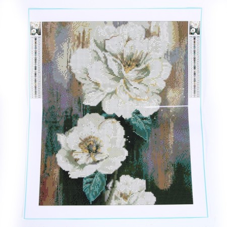 Diamond mosaic with full filling on the canvas "White Piones", 40 x 50 cm-4
