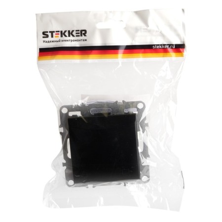 1-seater s/s outlet with a lid (mechanism), Stekker series Erna, PST16-9112-03, Black-5