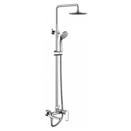 Shower column Bravat Opal C, with a bathtub mixer, rotary pour (upper shower of a round shape)