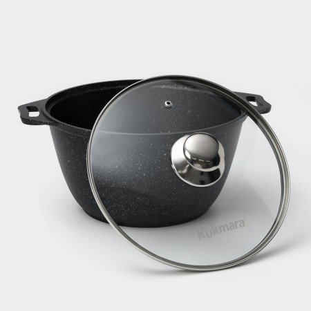 A set of kitchen utensils “Marble No. 3”, 6 objects, a lid, a removable handle, anti -stick coating, color dark marble-14
