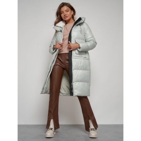 Coat insulated winter female, size 50, color light green-14