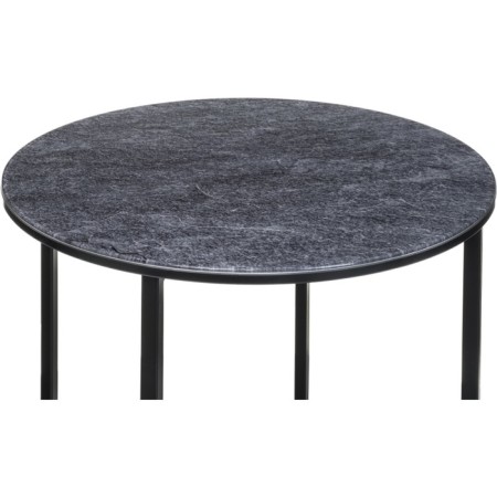 Coffee table Volopas metal, gray marble/black 48x48x60 cm-2