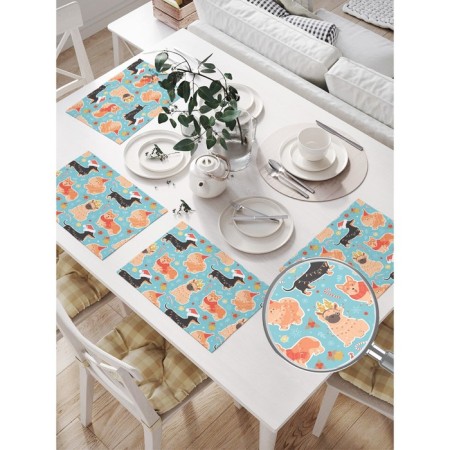 A set of napkins for setting the Dog Party table, rectangular, size 32x46 cm, 4 pcs