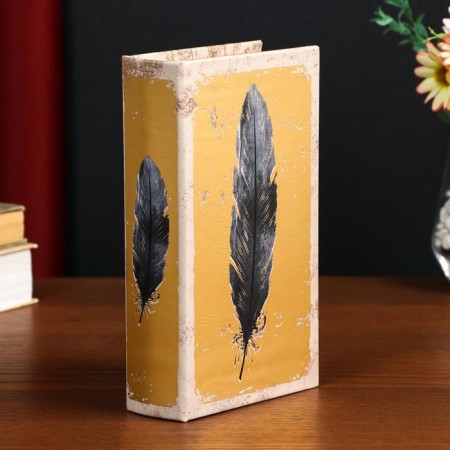 Safe Brush Tree leatherette "Feather on Gold" 21x13x5 cm-5
