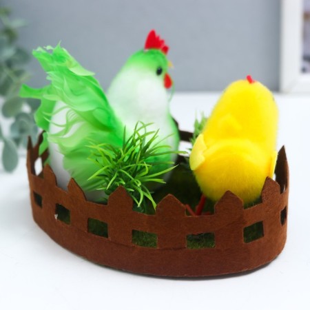 Easter souvenir "Chicken and chicken on the lawn" 15x10x9 cm-3