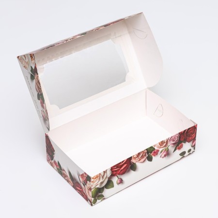 Folding box with a window for marshmallows "March 8, roses", 25 x 15 x 7 cm-5