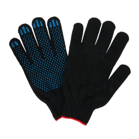 Garden gloves, x/b, knitting grade 10, 5 threads, size 9, with PVC dots, black-1