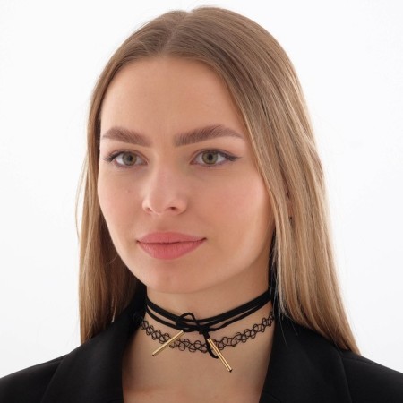 Choker "Assorted" weaving, (set of 5 pcs.), Black-blue color, l = 30.5 cm-8