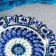 Plate of the Rishtan ceramics "Flowers", blue, embossed, 17cm