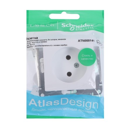 SE SE AtlasDesign, 16 A, 250 V, built -in, without salary, IP20, white, Atn000141-2