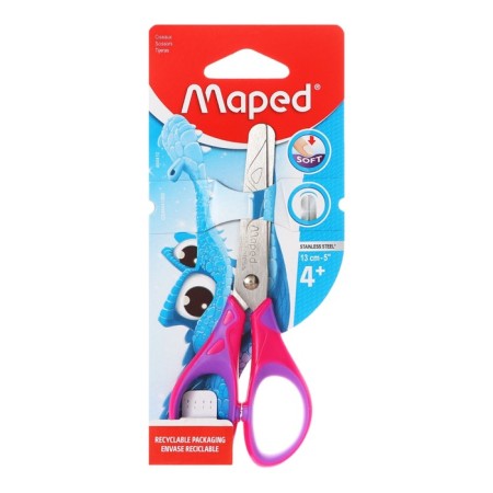 Baby scissors 13 cm, Essentials Soft, symmetrical, rubberized handles, mix-5