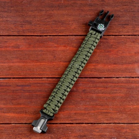 4B1 survival bracelet (paracord, compass, whistle, fire), dark green, 25.5 × 2.5cm, 3m-1