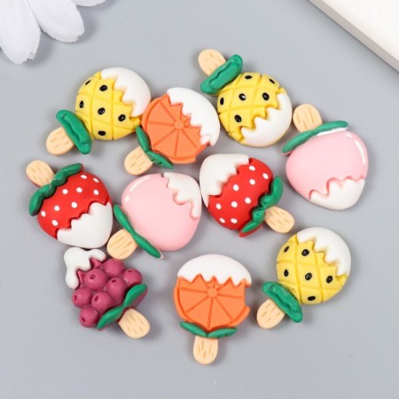 Decor for creativity Plastic "Fruit on a stick" set 10 pcs mix 2.1x1.4 cm