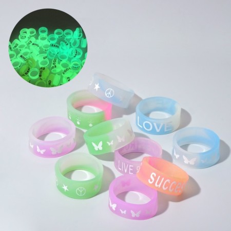 Silicone ring "reflective" love, set of 10 pcs., Color mix-1
