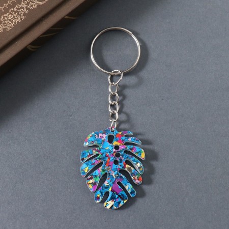 Acryl keychain bilateral "Brilliant tropical leaf" 3.9x3x0.2 cm