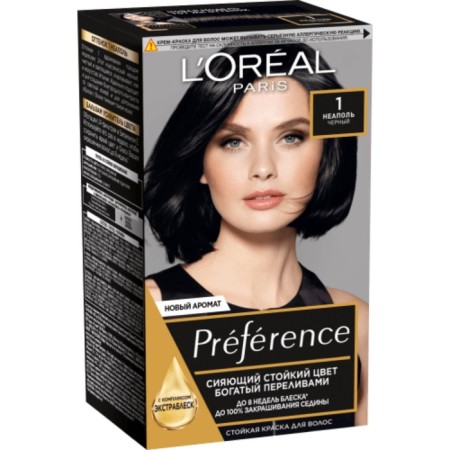 Hair dye l’Oreal Preference Recital "Naples", tone 1.0, black