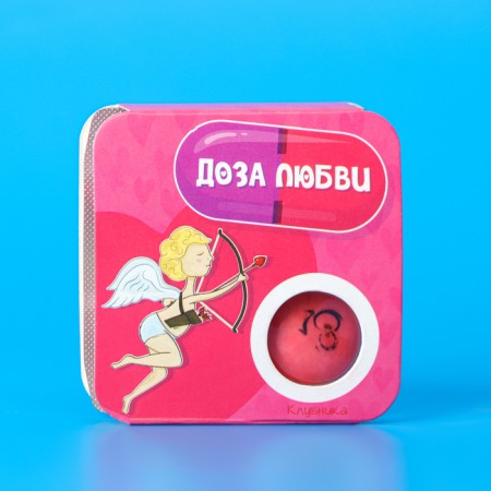 Chewing gum "Dose of love" with the taste of strawberries, 14 g