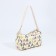 Cross-Body bag with zipper, beige color/multi-colored