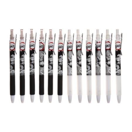 Automatic black gel handle "anime", with a rubber holder, black and white case, mix