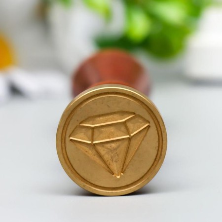 Printing for wax with a wooden handle "Diamond" 9x2.5x2.5 cm-1