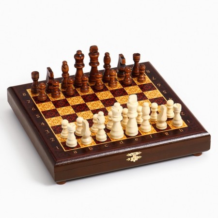 Wooden chess "Dark red classic", 30 x 30 cm, board game, King H-8 cm