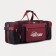 Road bag on a zipper, with an increase, 3 outer pockets, a long belt, black/burgundy color