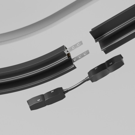 Radius power connector for the track system Technical TRA034CS-B, 19x1.6x1.8 cm, black color-3