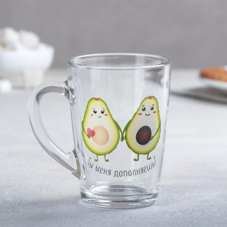 A set of mugs "Avocado", 300 ml, in gift packaging, 2 pcs, drawing mix-1