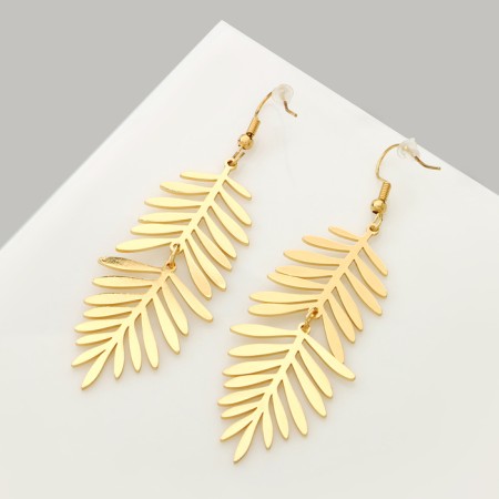 Hanging earrings "ease" of foliage, color gold-1