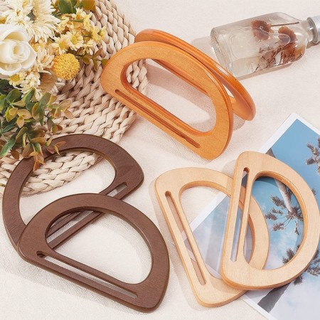 Handles for the bag wooden, 10 × 17 cm, 2 pcs, dark brown color-5