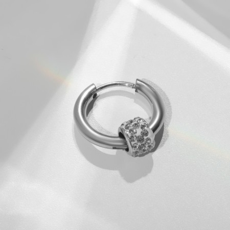 Piercing in the ear "Ring" Shambhala, d = 15 mm, white color in silver