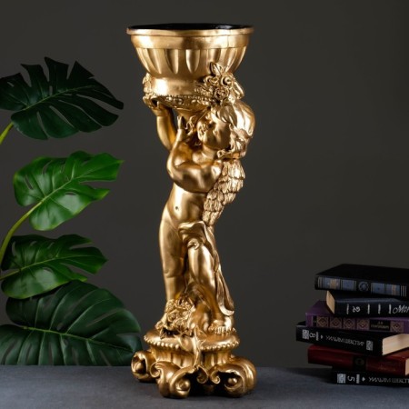Figure pot "Angel with roses", bronze, 1.8 l/ 24x24x70cm-4